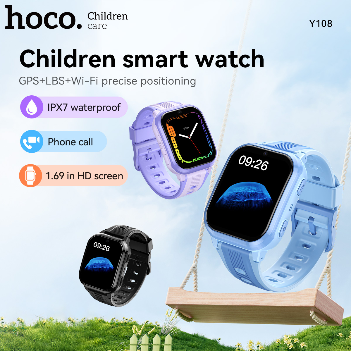 Smartwatch Watches For Kids - HOCO Y108 1.69inch HD LCD Curved
