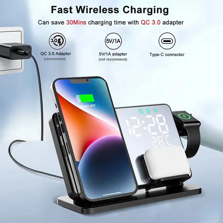 Wireless Charger Alarm Clock S - огляд і ціна Iwatch Smartwatch