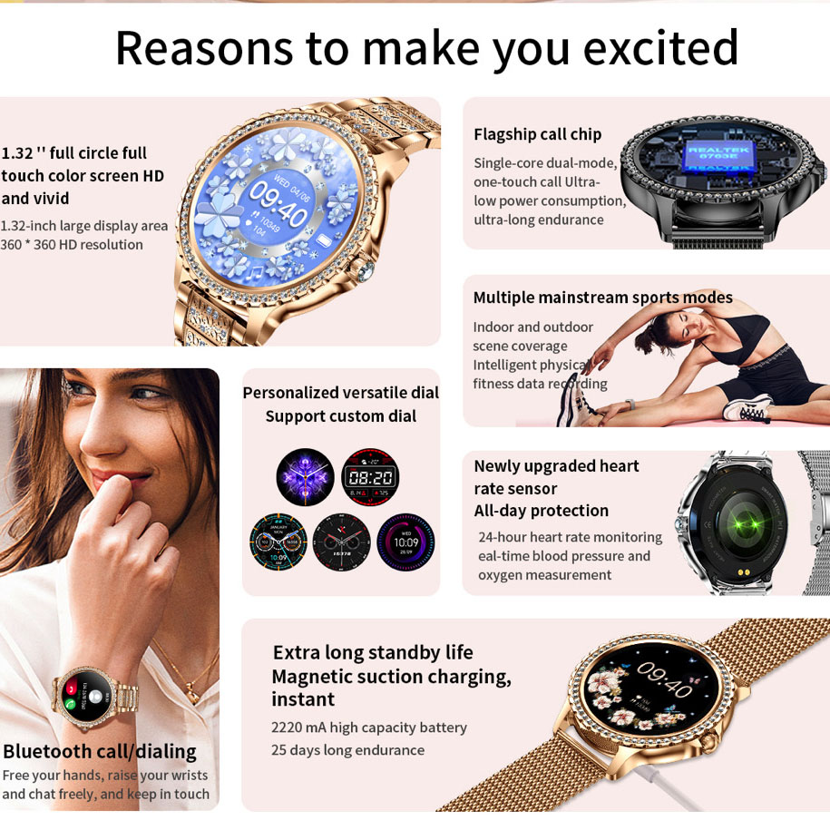 696 New Blue Tooth Call Women  - огляд і ціна Smartwatch Ladies Watches For Women